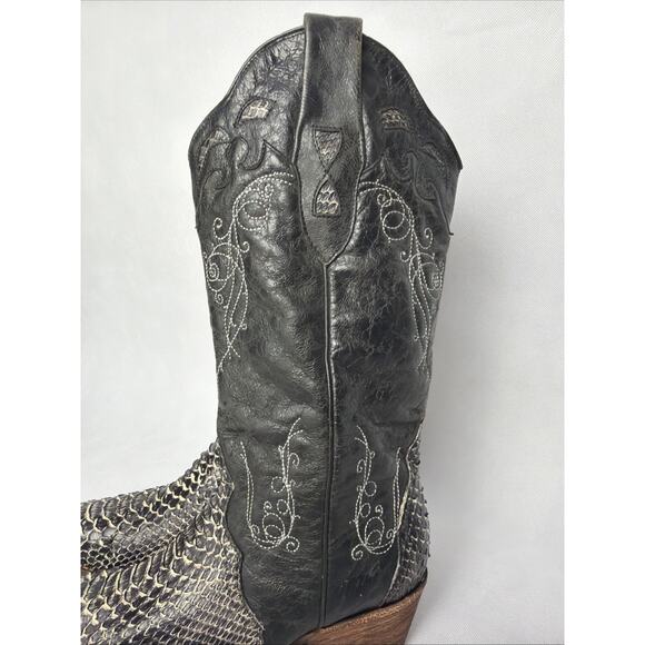 J.B. Dillon Men\'s Reserve Python JBR 1646 Black Cowboy Western Boots Size 9.5 B main image 5